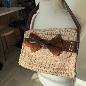 Chic Woven Tan and Brown Shoulder Bag